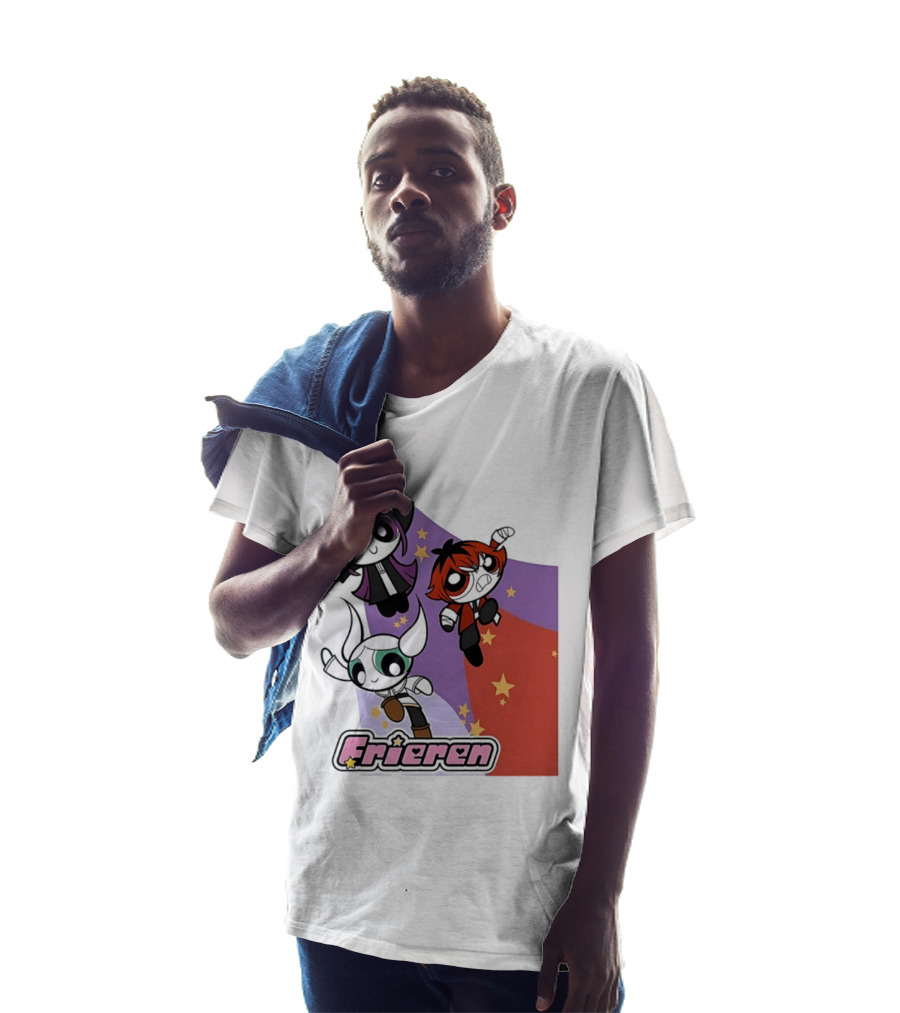Frieren Characters In Powerpuff Girls Style With Stars T-Shirt