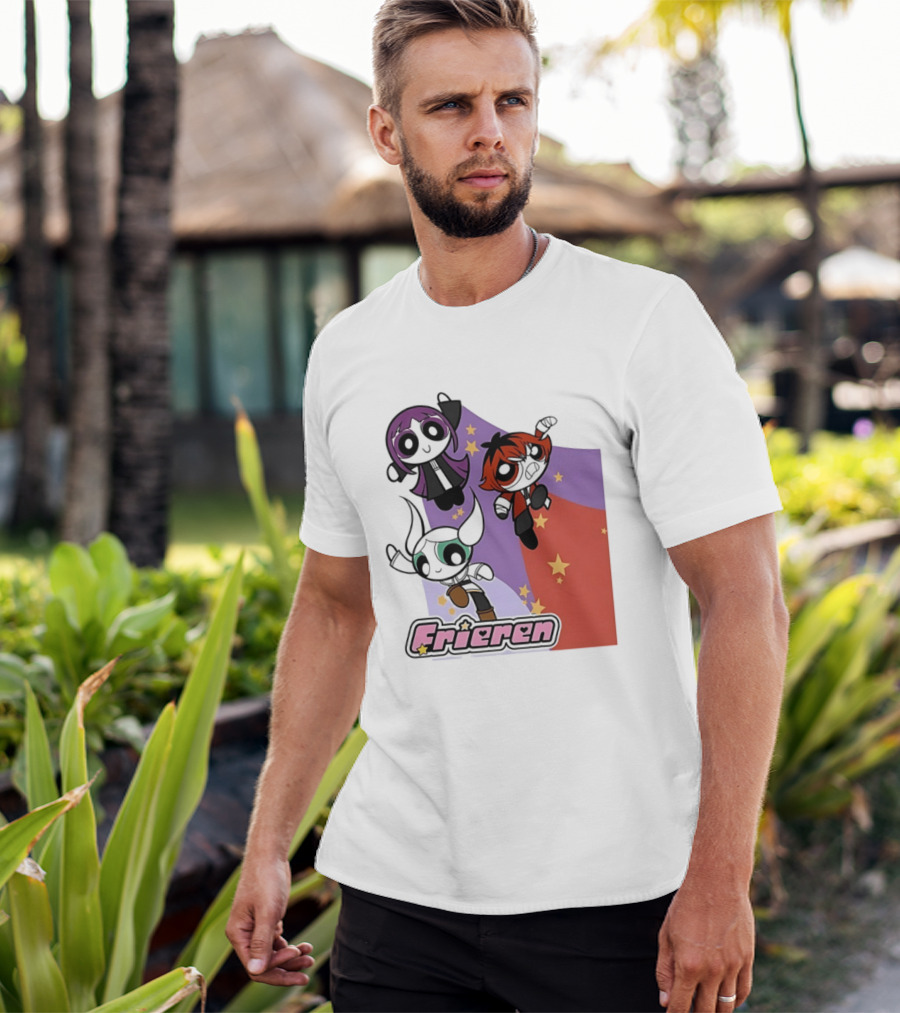 Frieren Characters In Powerpuff Girls Style With Stars T-Shirt