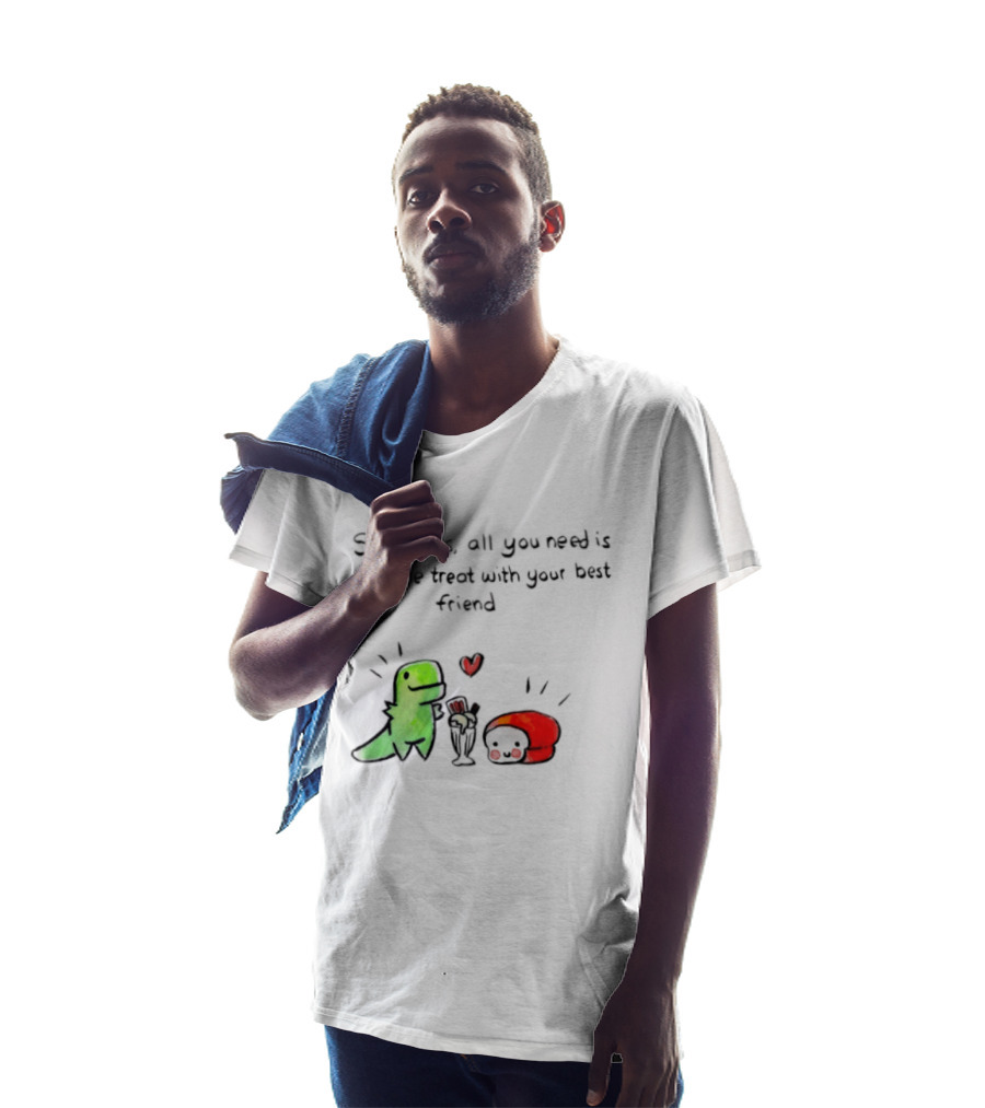 Sometimes All You Need Is A Little Treat With Your Best Friend Dinosaur And Mushroom Sharing Ice Cream T-Shirt