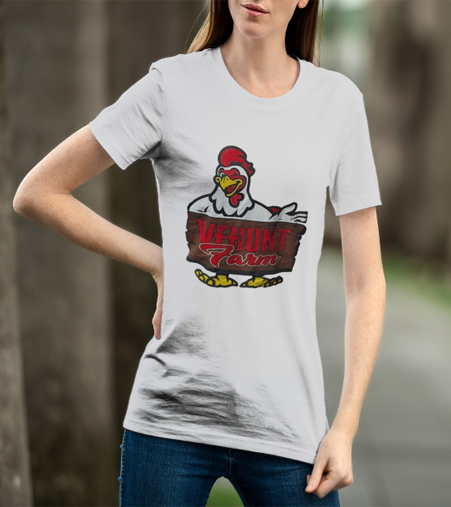 Wehunt Farm Chicken Winking Rooster With Red And Yellow Accents T-Shirt