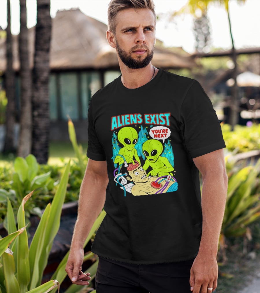Aliens Exist You Are Next Green Alien Abduction Teen Hearts T-Shirt