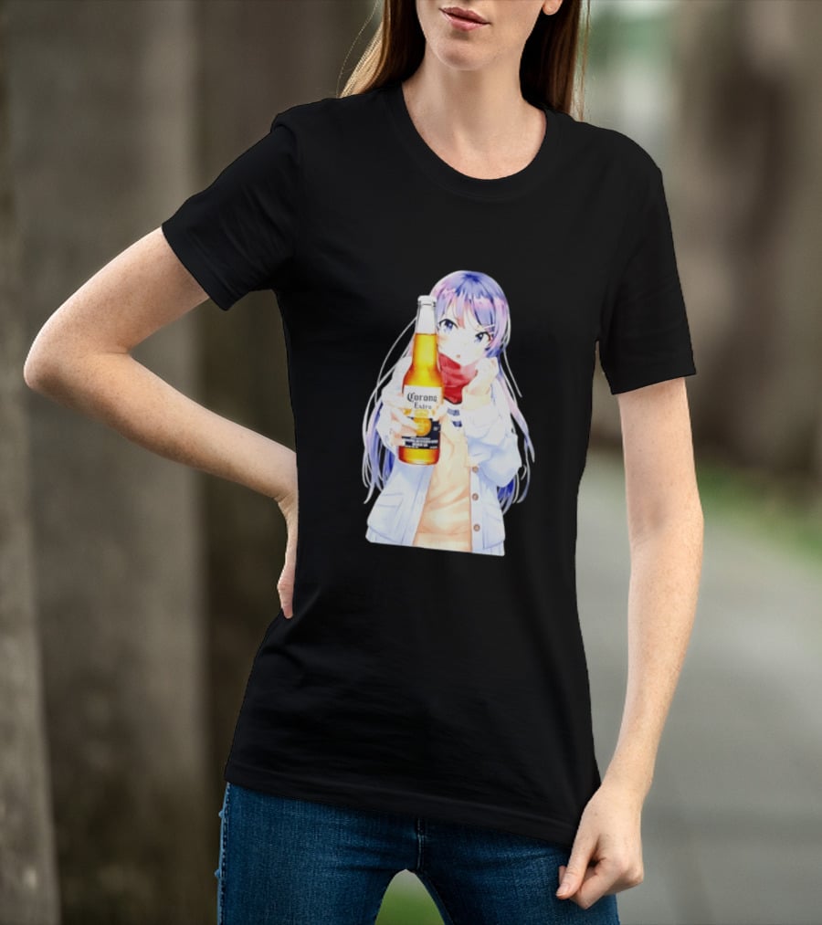 Mai Sakurajima Holding Corona Extra Rascal Does Not Dream Of Bunny Girl Senpai Anime T-Shirt