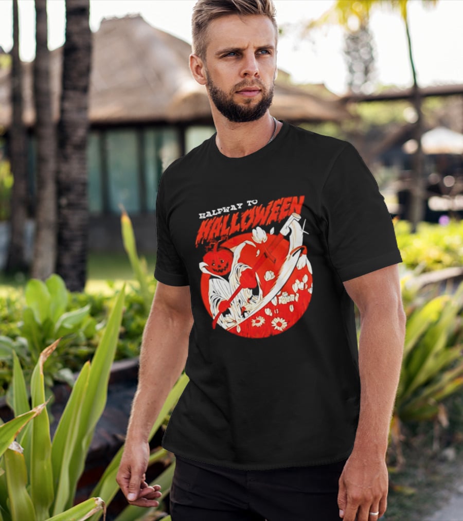 Halfway To Halloween Pumpkin Reaper Spooky T-Shirt