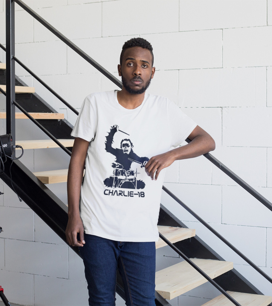 Charlie 18 Bigfoot Drumming T-Shirt