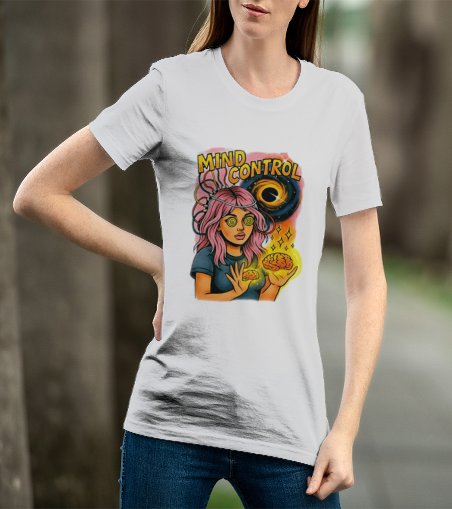 Mind Control Teen Hearts Psychedelic Black Hole Spiral Eyes Brain Magic T-Shirt