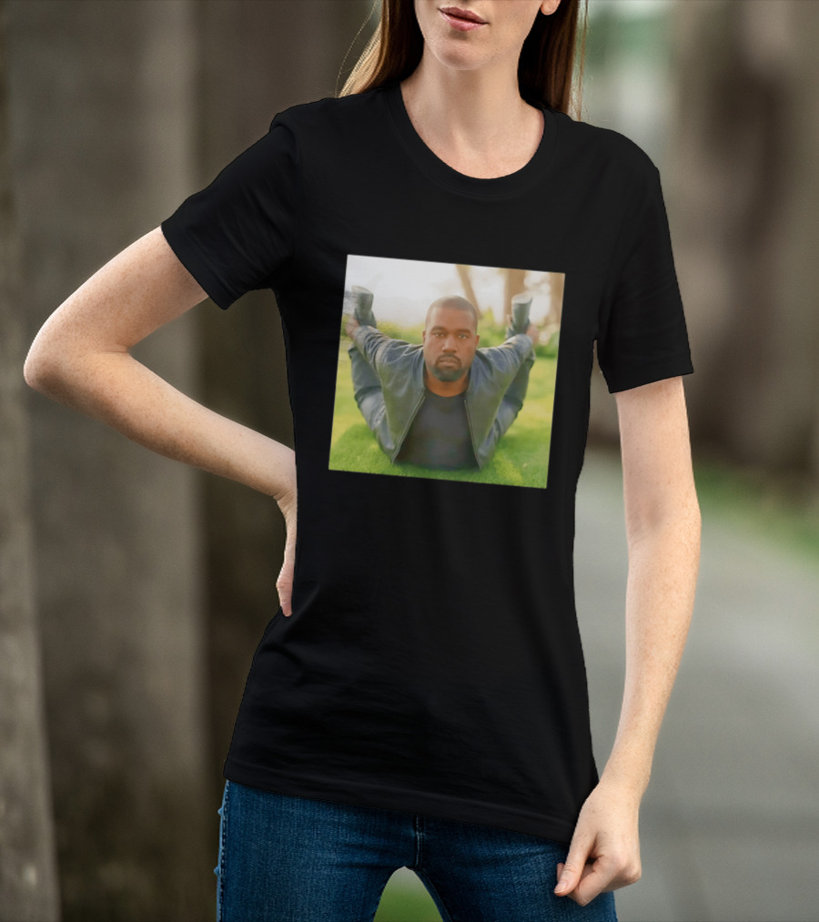 Kanye West Ye Meme Photo Iconic Pose Lying On Grass T-Shirt