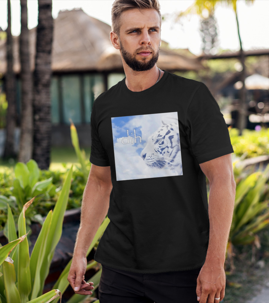 Tiger Dih Majestic Clouds White Bengal Tiger Profile T-Shirt