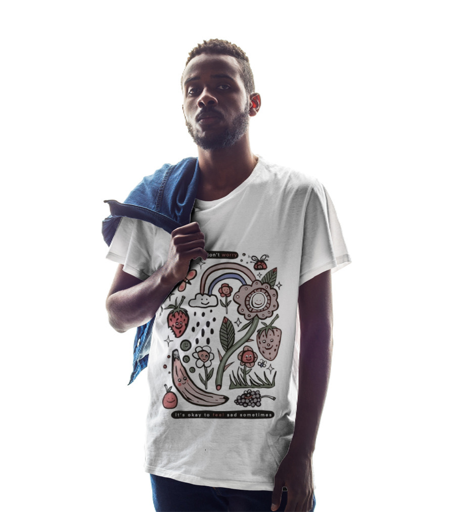 Happy Rainbow Flower And Fruit Friends With Smiling Faces T-Shirt