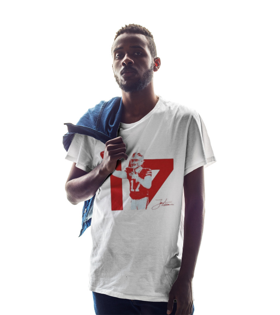 Josh Allen Buffalo Bills Number 17 Football Action T-Shirt