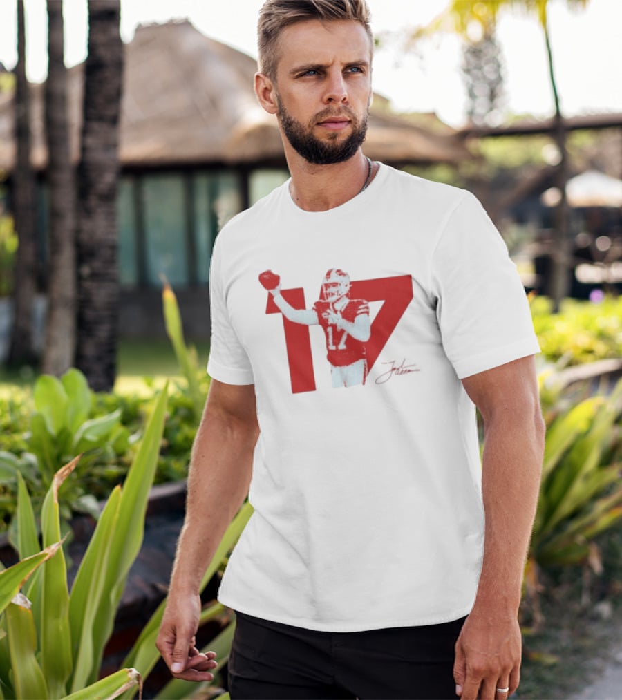 Josh Allen Buffalo Bills Number 17 Football Action T-Shirt