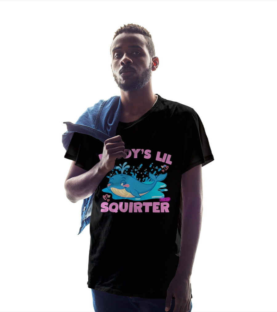Daddy's Lil Squirter Cute Whale Bubbles And Hearts T-Shirt