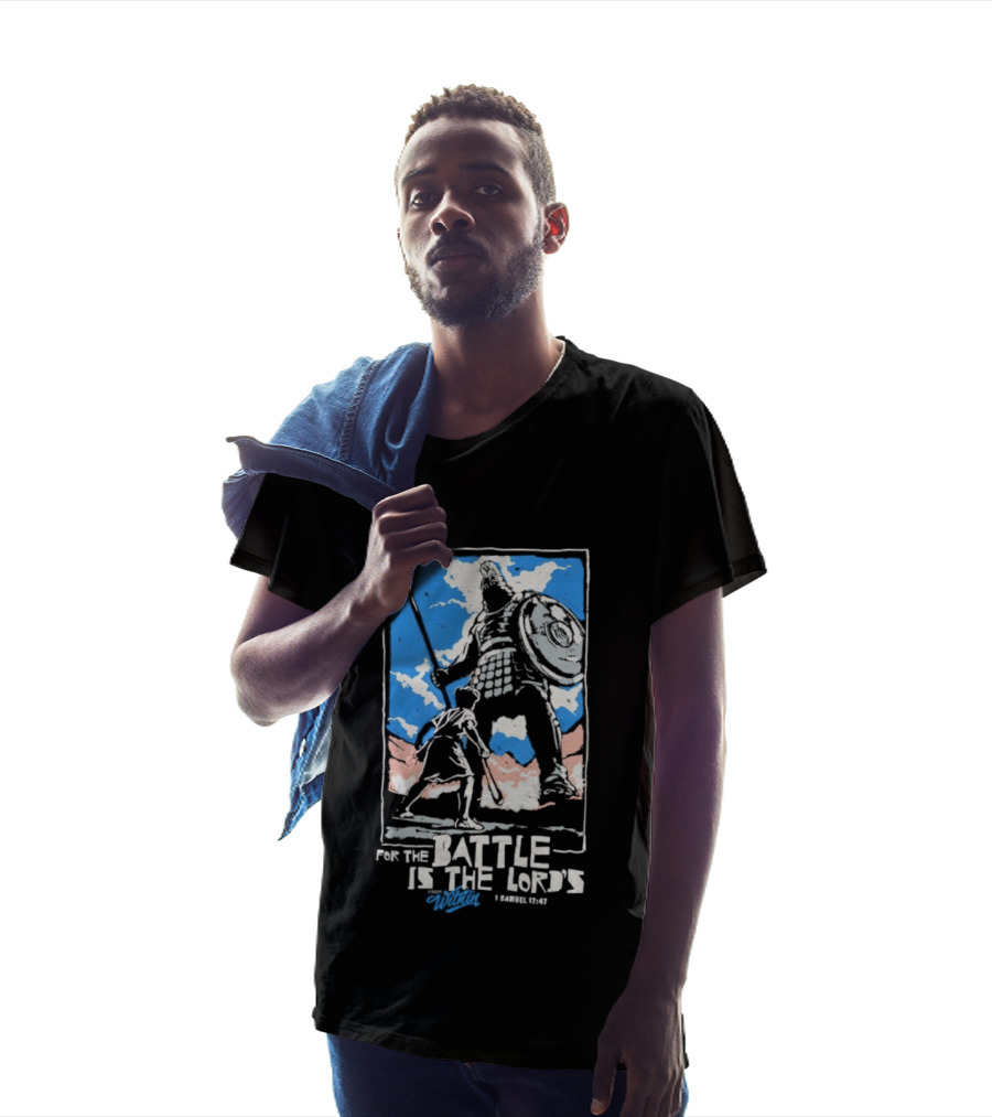 For The Battle Is The Lord's 1 Samuel 17 47 David And Goliath Biblical Scene T-Shirt