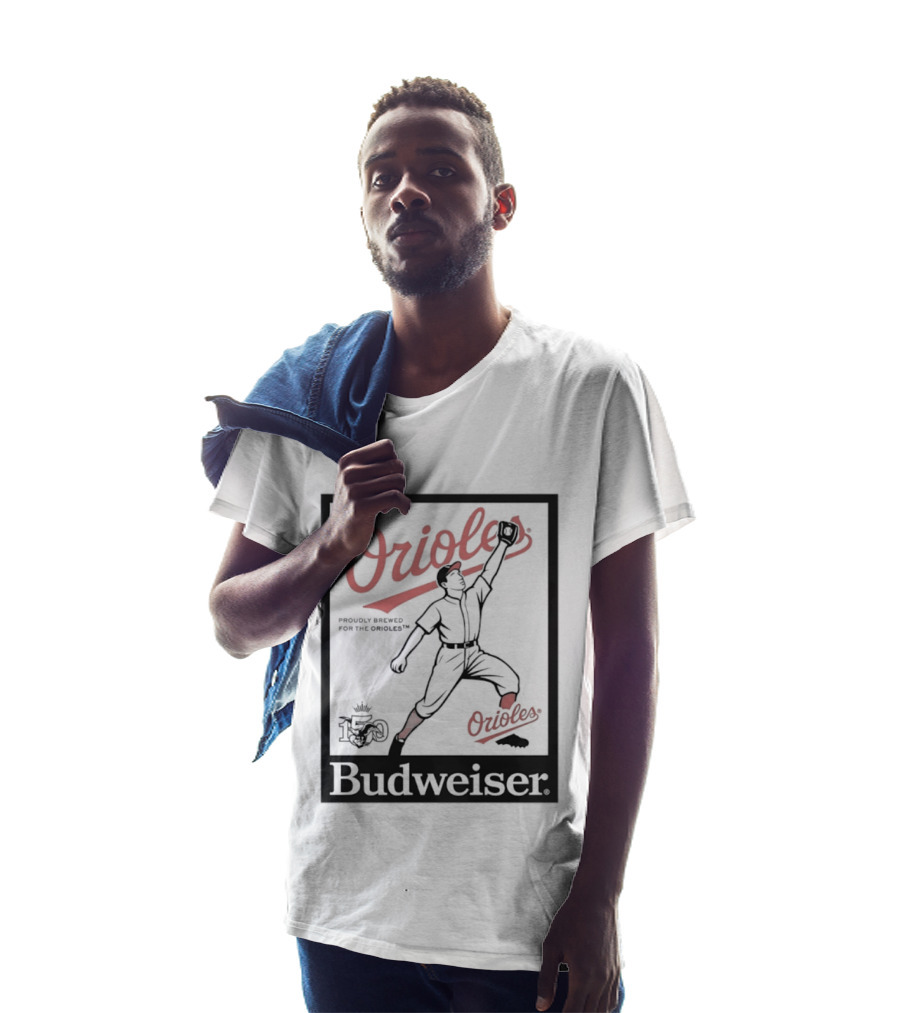 Budweiser 150 Years Orioles Baseball Vintage Player With Ball T-Shirt