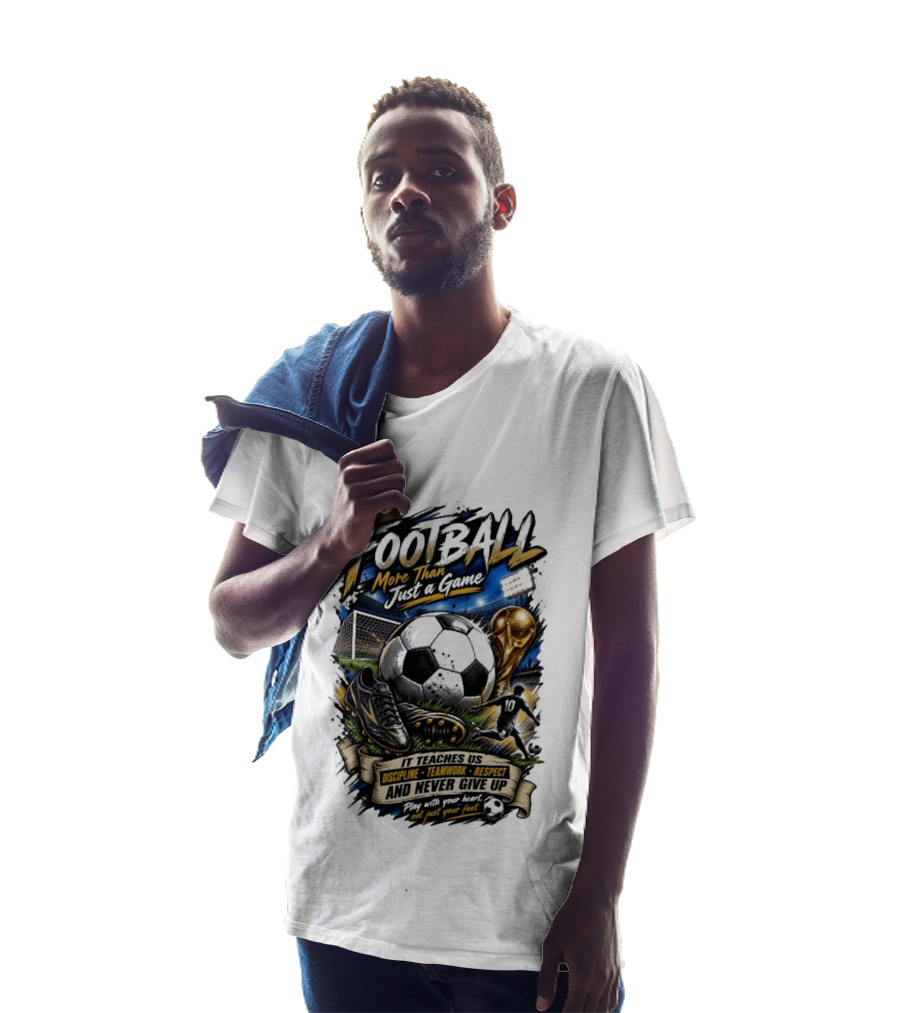 Football More Than Just A Game Discipline Teamwork Respect Never Give Up Play With Your Heart T-Shirt