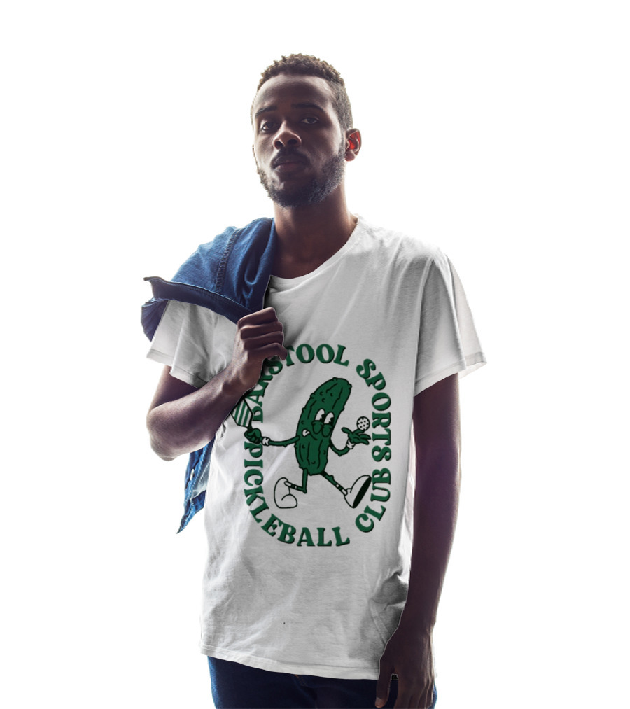 Barstool Sports Pickleball Club Animated Pickle Character With Paddle And Ball T-Shirt