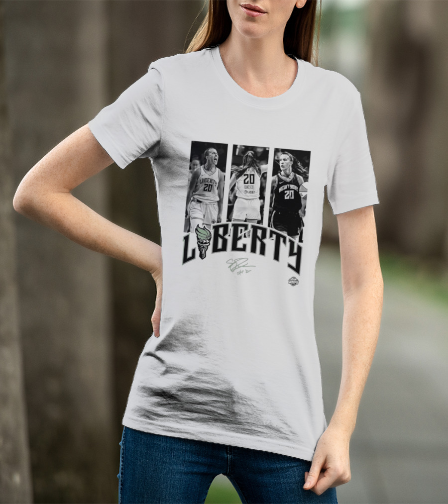 Sabrina Ionescu Liberty WNBA Player Collage Signature T-Shirt