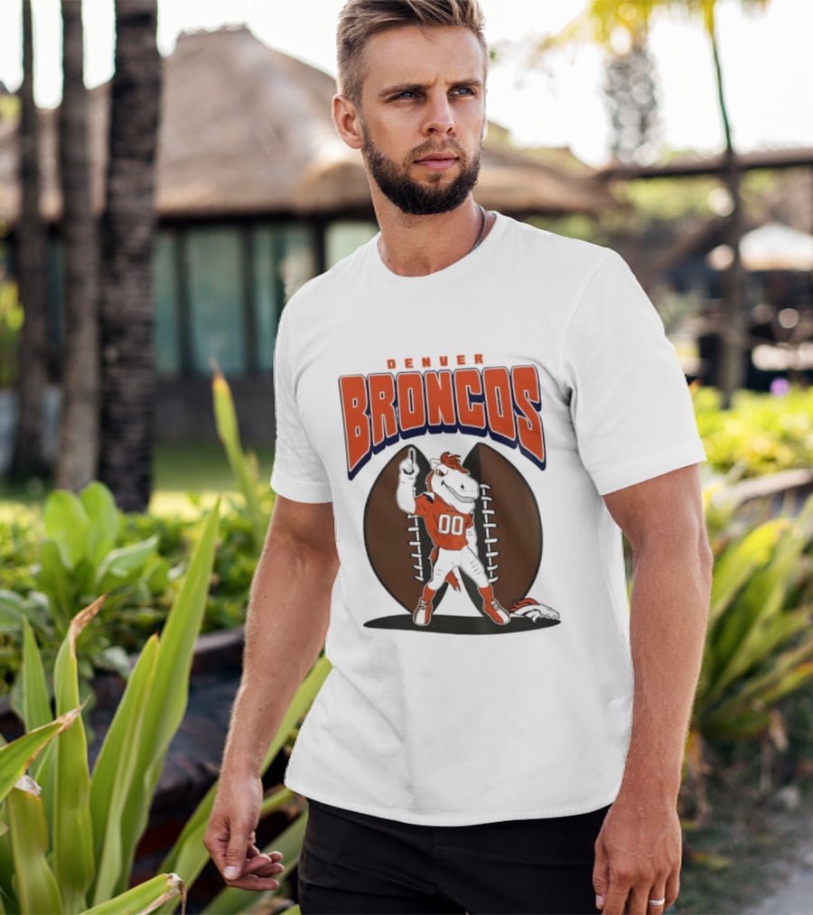 Denver Broncos 2026 Mascot Miles And Football T-Shirt