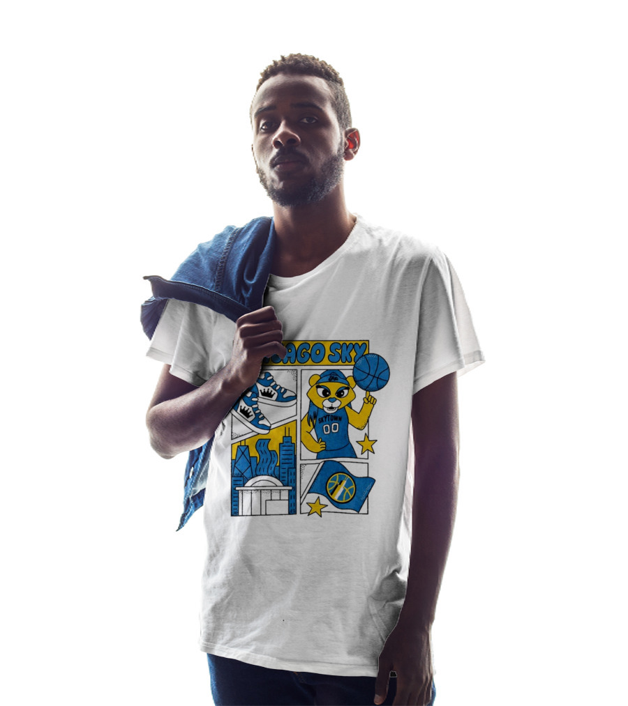 Chicago Sky Skytown Mascot And Basketball Celebration T-Shirt