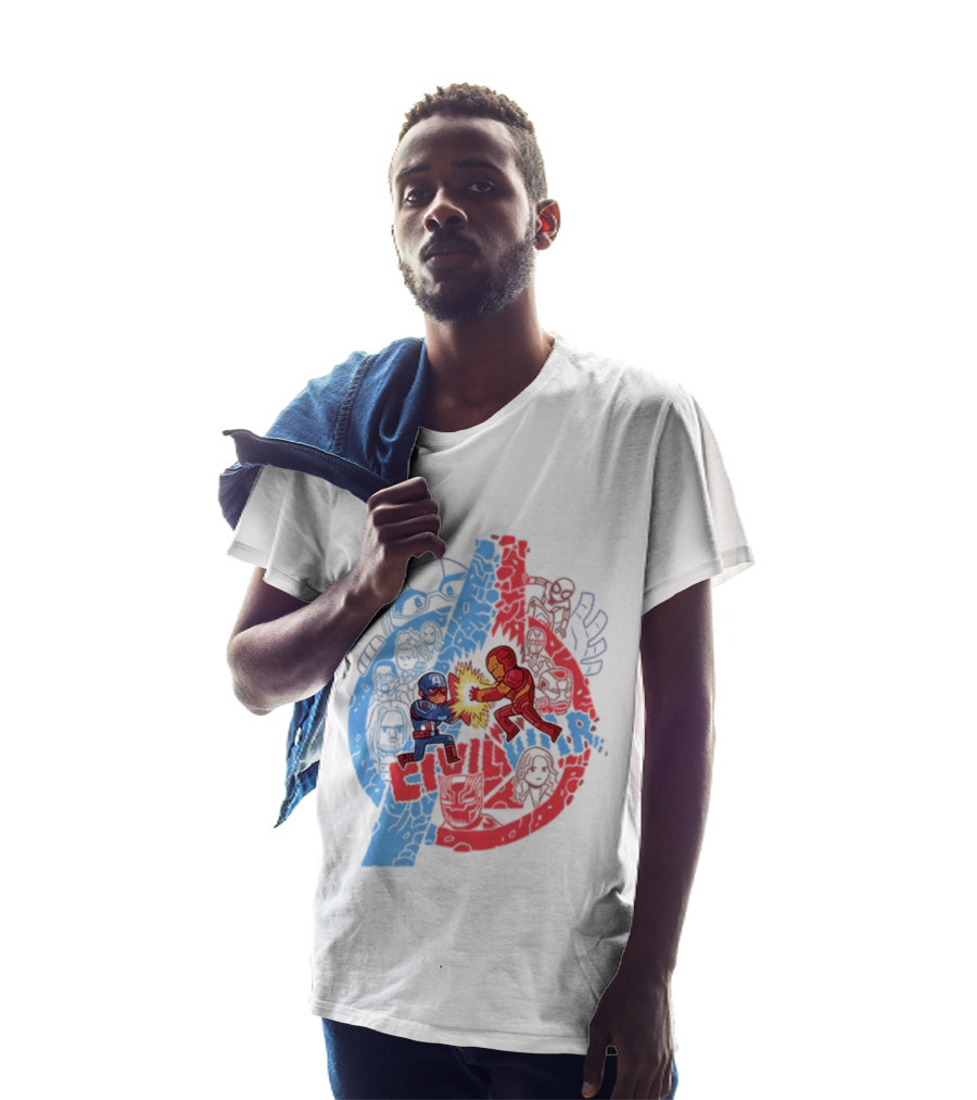 Marvel Civil War Captain America Versus Iron Man Chibi Showdown T-Shirt