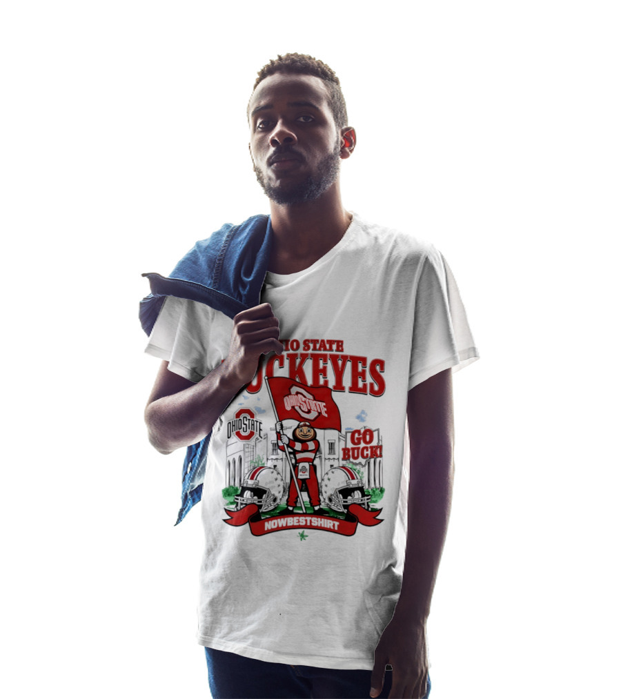Ohio State Buckeyes Brutus Flag Go Buck Helmet Stadium Nowbes T-Shirt