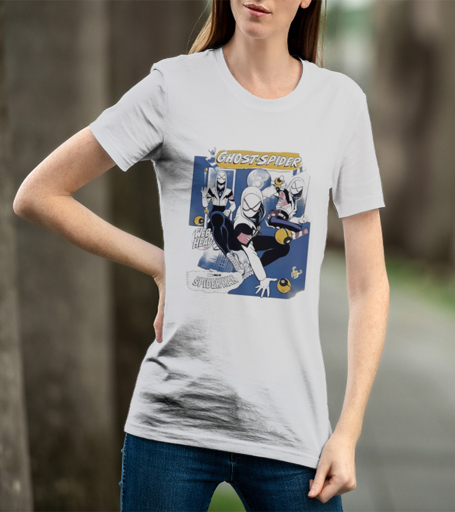Ghost Spider Web Head Spider Man T-Shirt