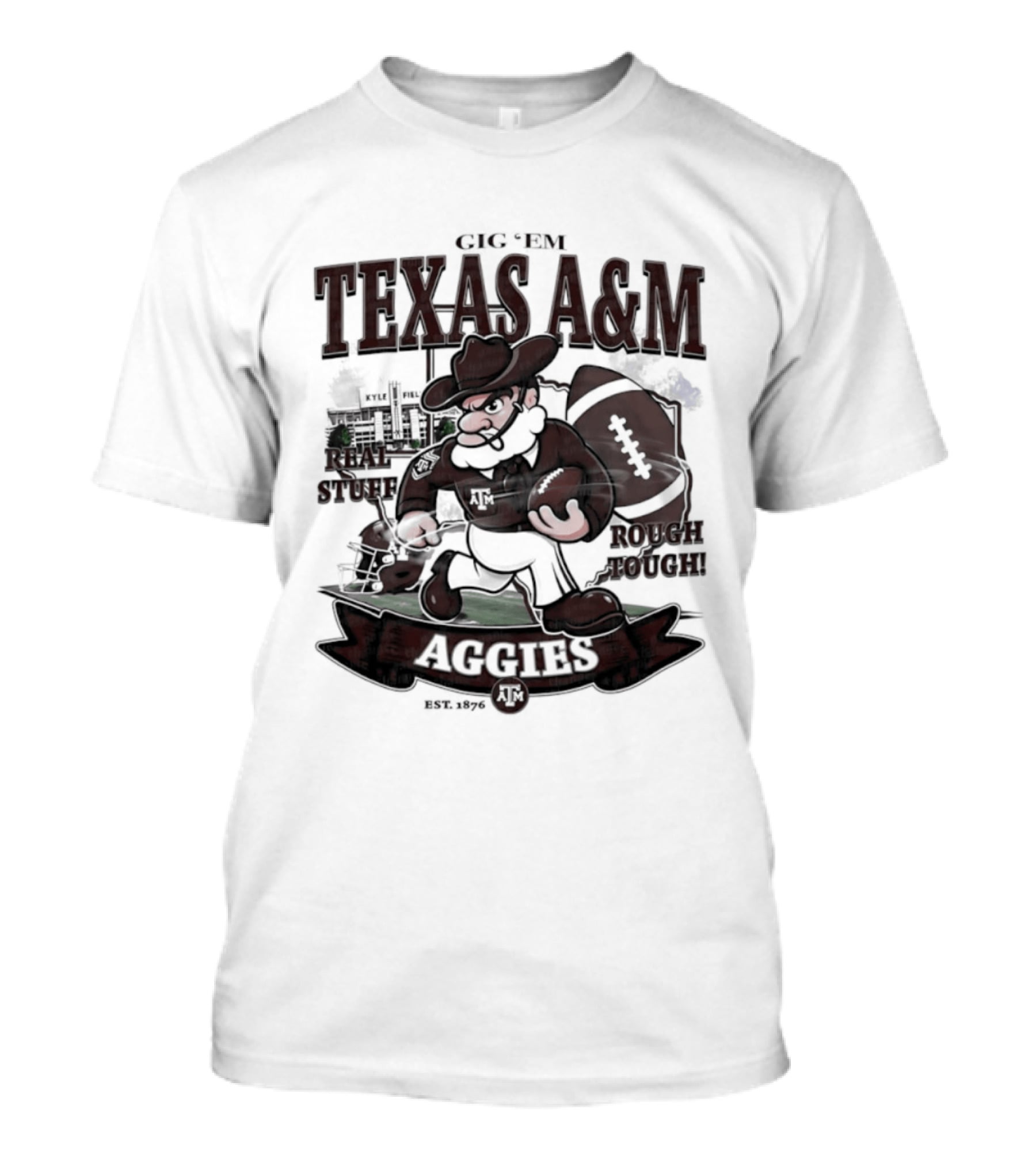 Texas A&M Aggies Gig 'Em Real Stuff Rough Tough T-Shirt