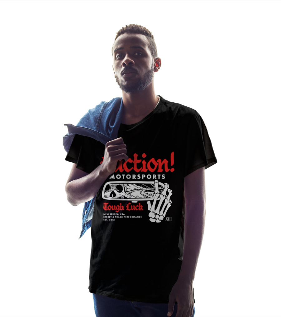 Faction Motorsports Tough Luck Skull Skeleton New Jersey Street Track Performance Est 2013 XIII T-Shirt