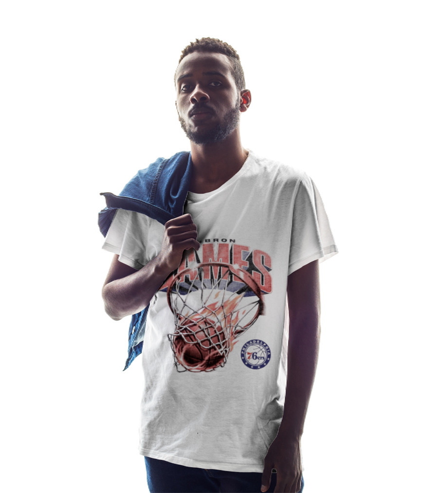 LeBron James 23 Basketball Fire Hoop Philadelphia 76ers T-Shirt