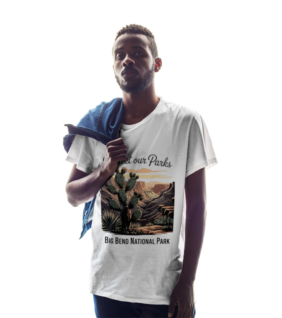 Protect Our Parks Big Bend National Park Cactus Desert Landscape Scene T-Shirt