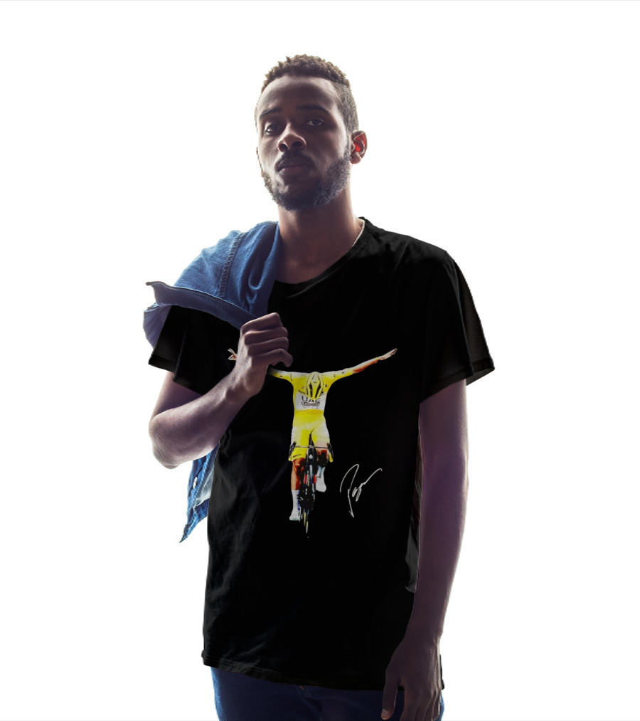 Tadej Pogacar UAE Team Yellow Jersey Victory Celebration T-Shirt