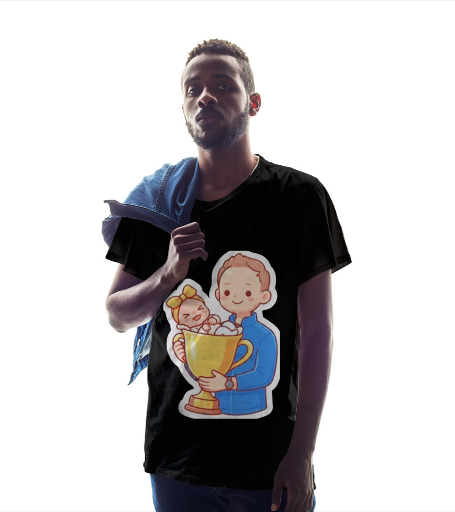 My Greatest Trophy Dad Holding Baby In Golden Cup T-Shirt