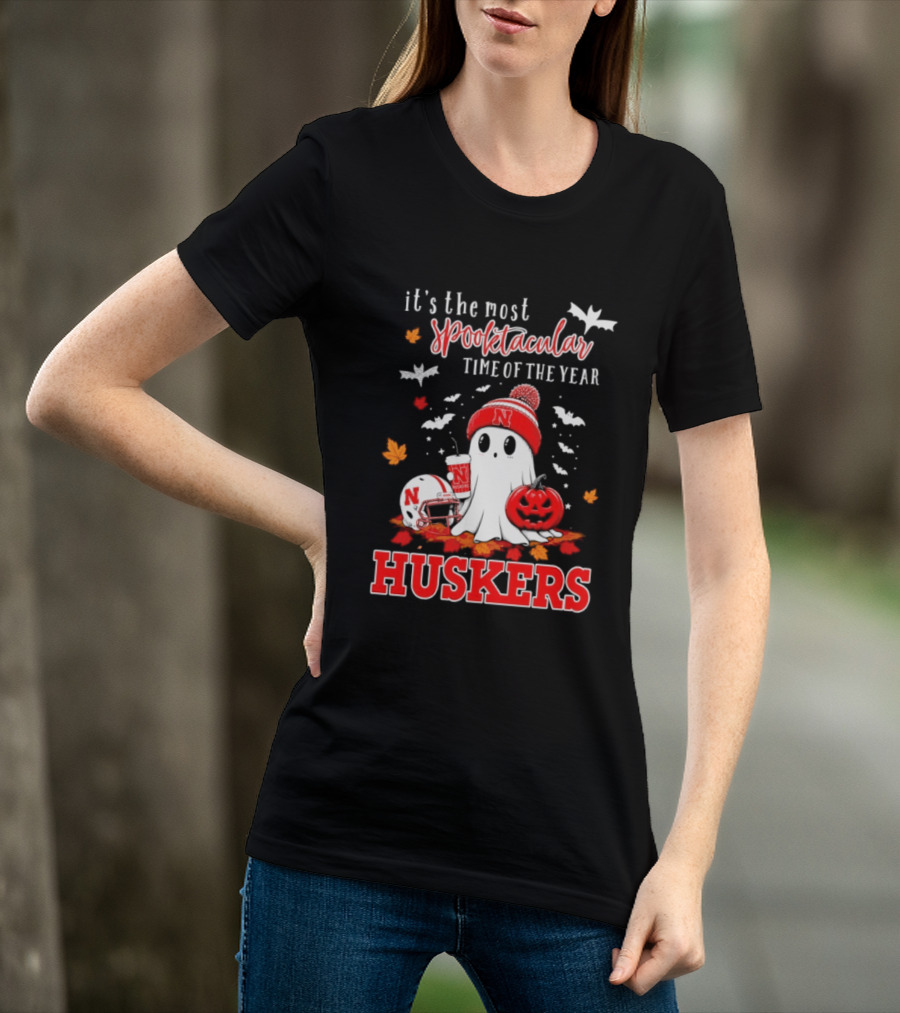 Nebraska Cornhuskers Spooktacular Halloween Ghost Huskers Football Time 2026 T-Shirt