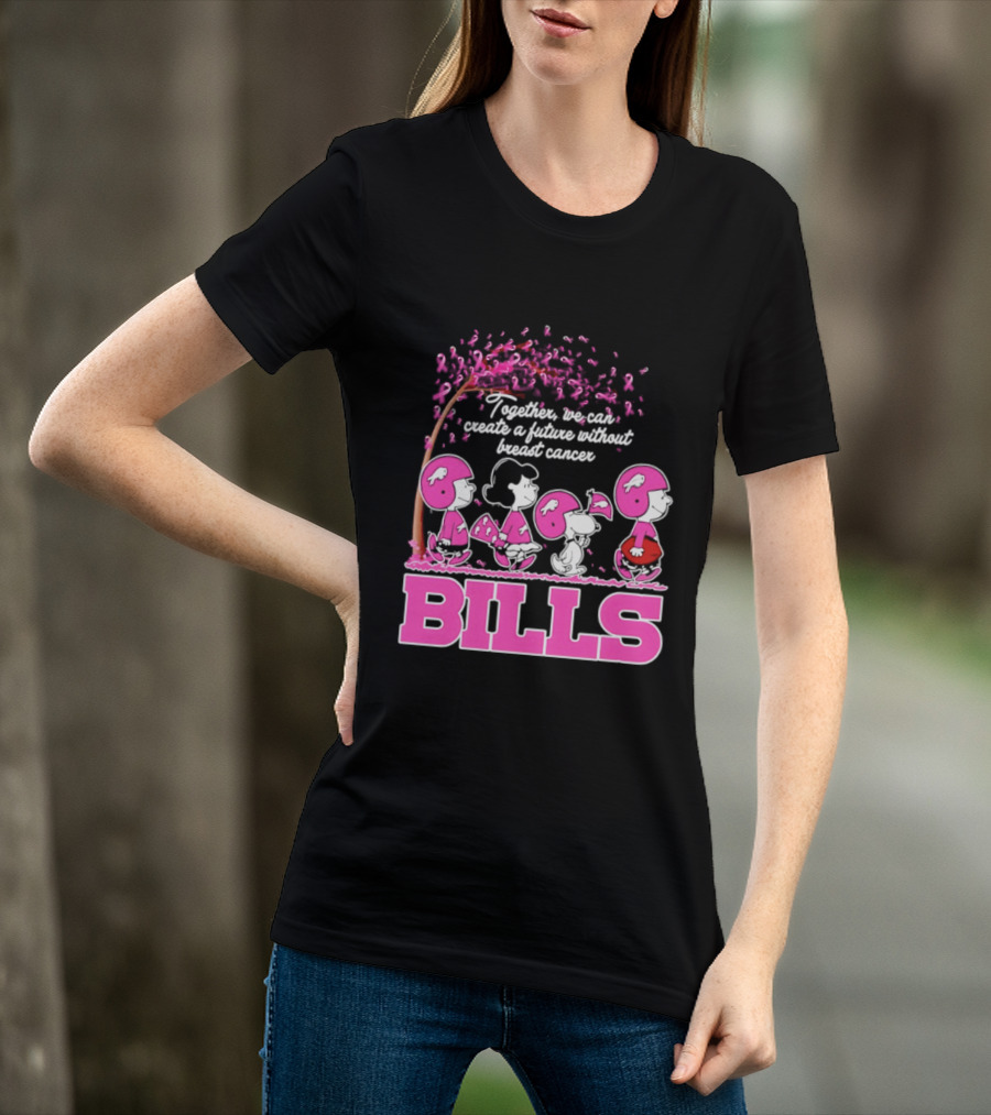 Peanuts Buffalo Bills Together We Can Create A Future Without Breast Cancer T-Shirt
