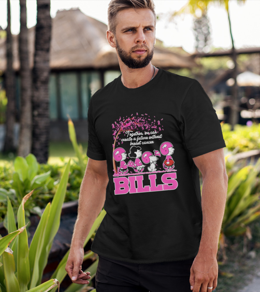 Peanuts Buffalo Bills Together We Can Create A Future Without Breast Cancer T-Shirt