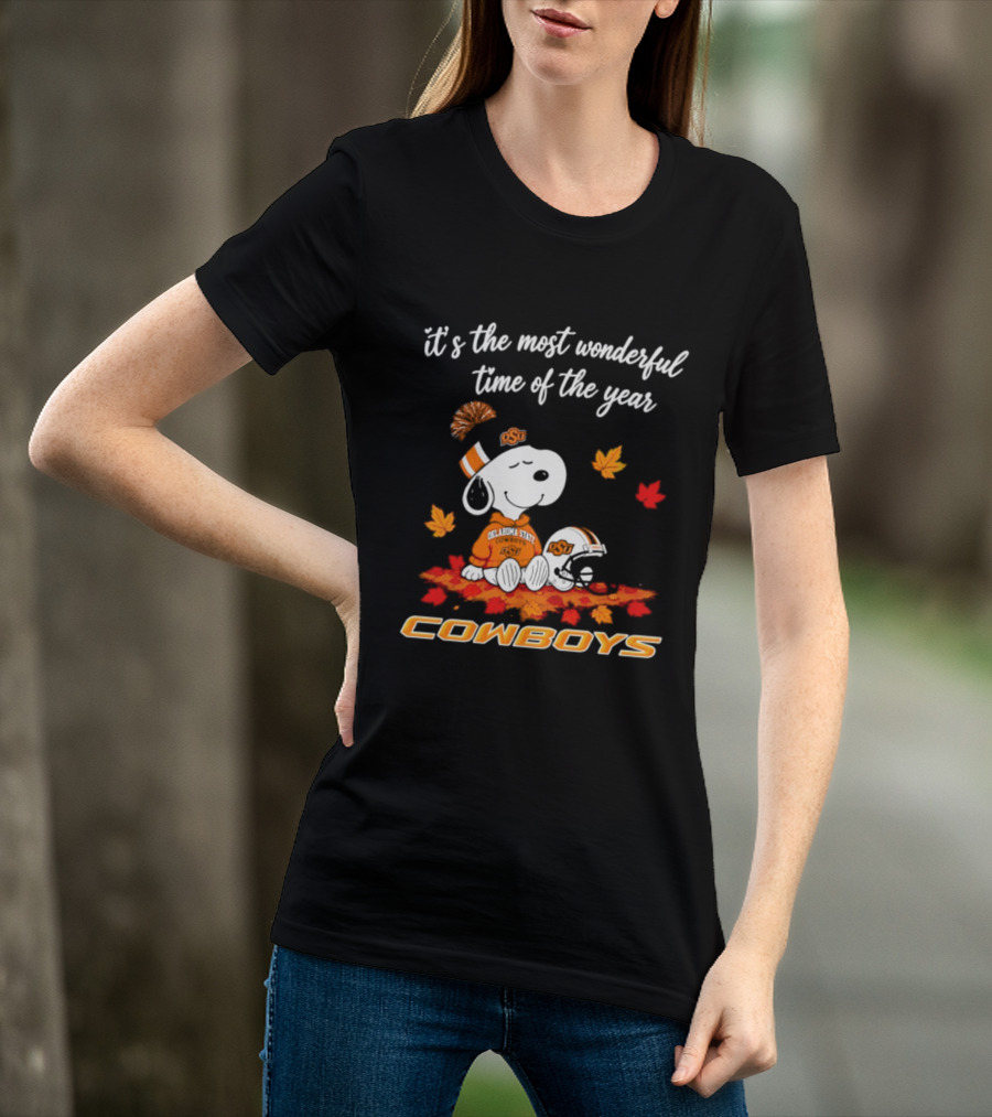 Snoopy Oklahoma State Cowboys It's The Most Wonderful Time Of The Year Halloween 2026 T-Shirt