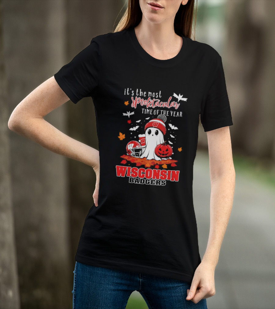 Wisconsin Badgers NCAA Halloween Ghost 2026 It's The Most Spooktacular Time Of The Year T-Shirt
