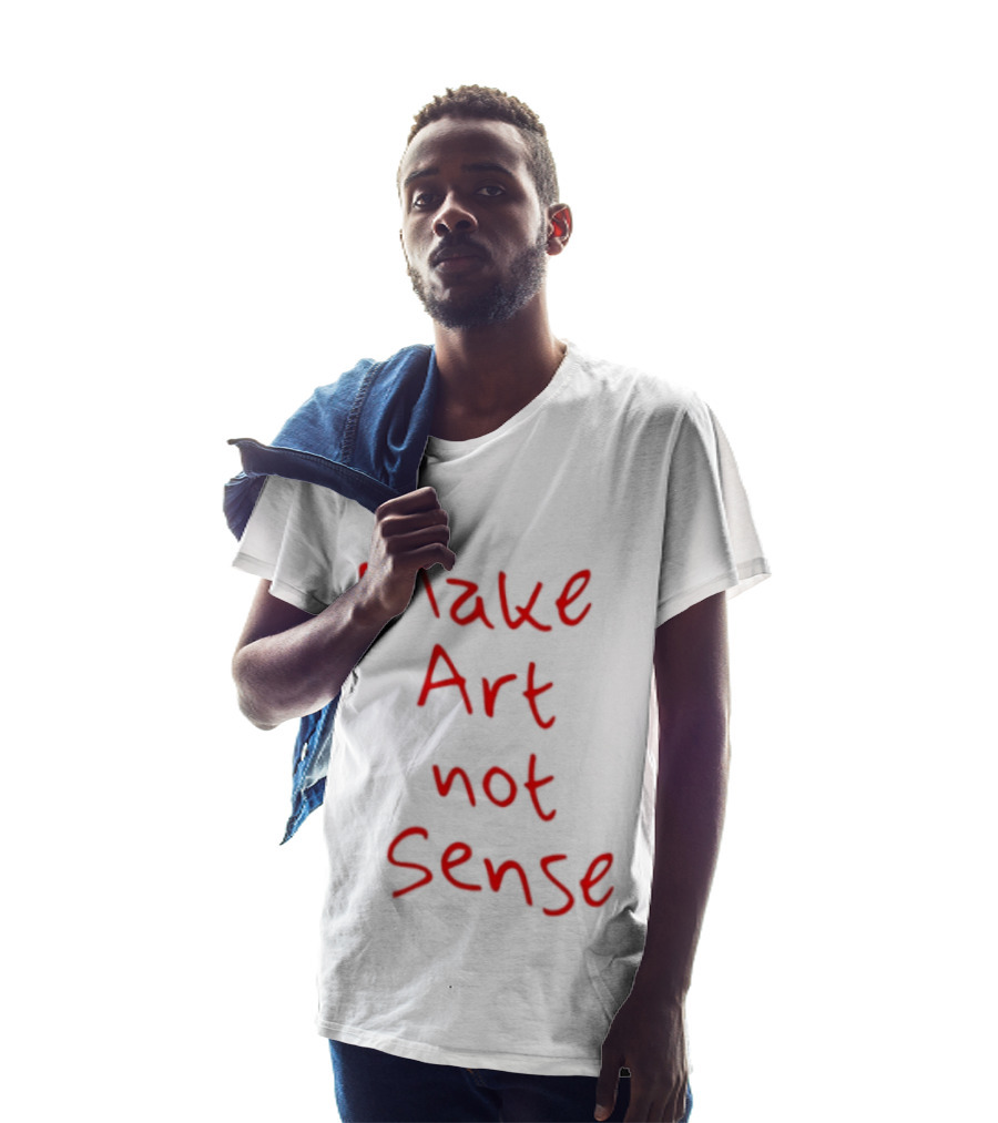 Make Art Not Sense Red Handwritten T-Shirt