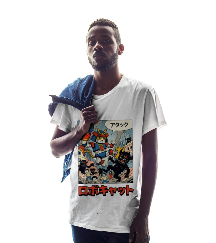 RoboCat Attack Japanese Mecha Kaiju T-Shirt