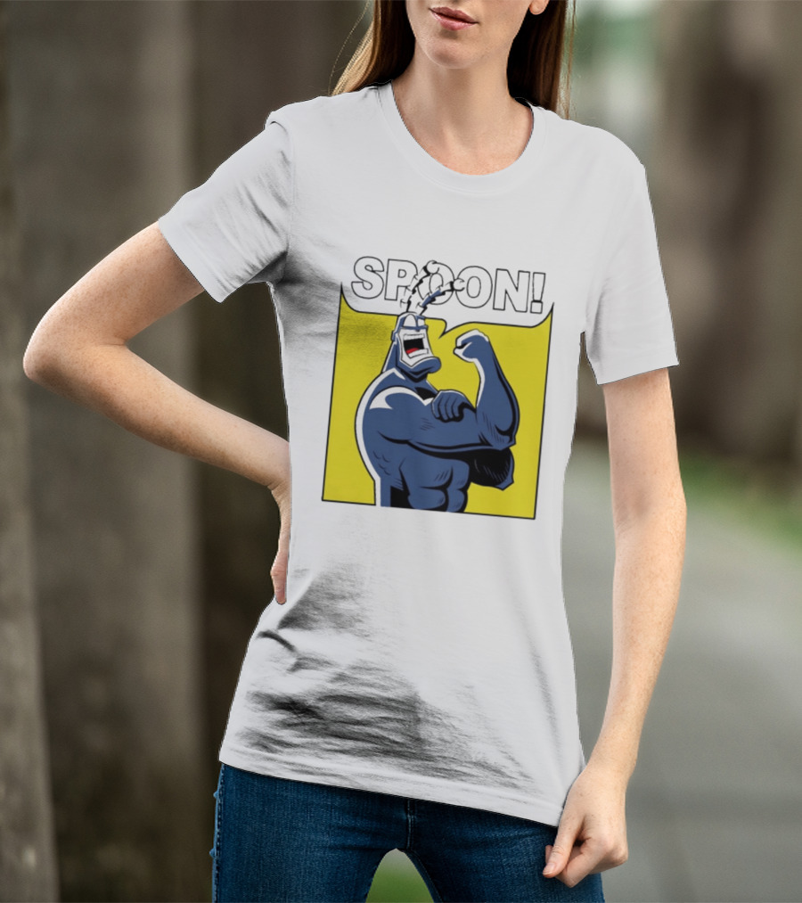 Spoon Mighty Hero Cartoon Catchphrase T-Shirt