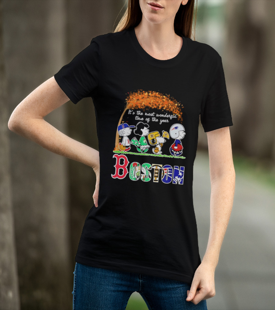Boston Sports Team X Peanuts It's The Most Wonderful Time Of The Year Halloween 2026 Fall Autumn T-Shirt