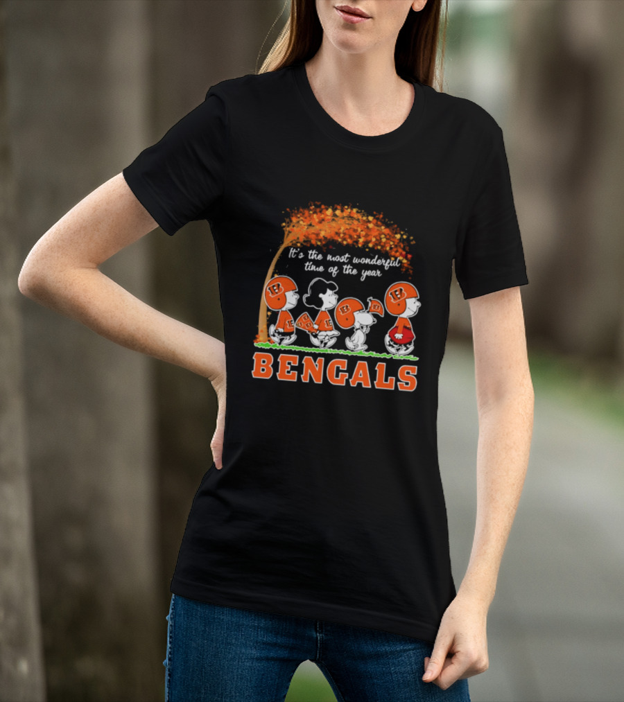 Cincinnati Bengals Peanuts It's The Most Wonderful Time Of The Year Halloween 2026 T-Shirt