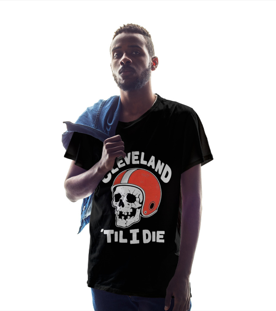 Cleveland 'Til I Die Skull Red Football Helmet T-Shirt