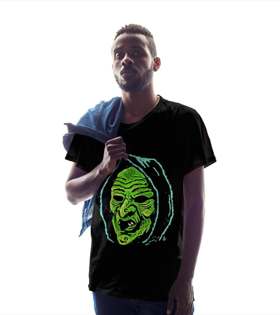 Halloween Witch Green Face Spooky Horror Costume T-Shirt
