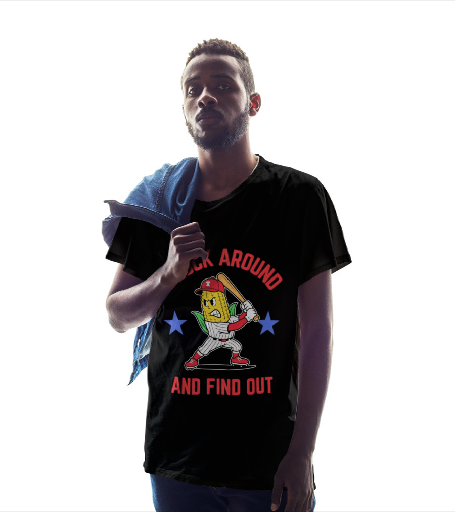 Phillies Baseball Shuck Around And Find Out Corn Batter With Bat And Stars T-Shirt