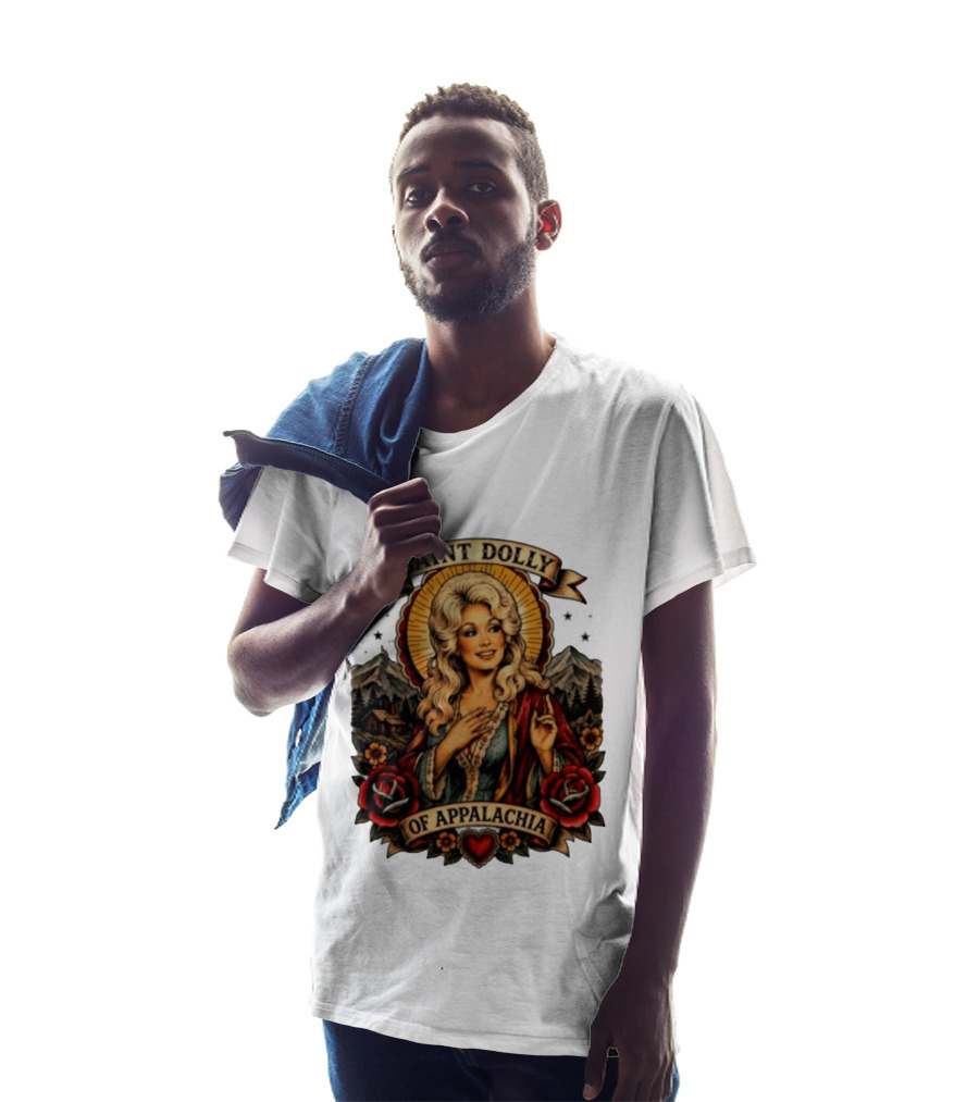 Saint Dolly Of Appalachia Iconic Tribute With Roses And Mountains T-Shirt