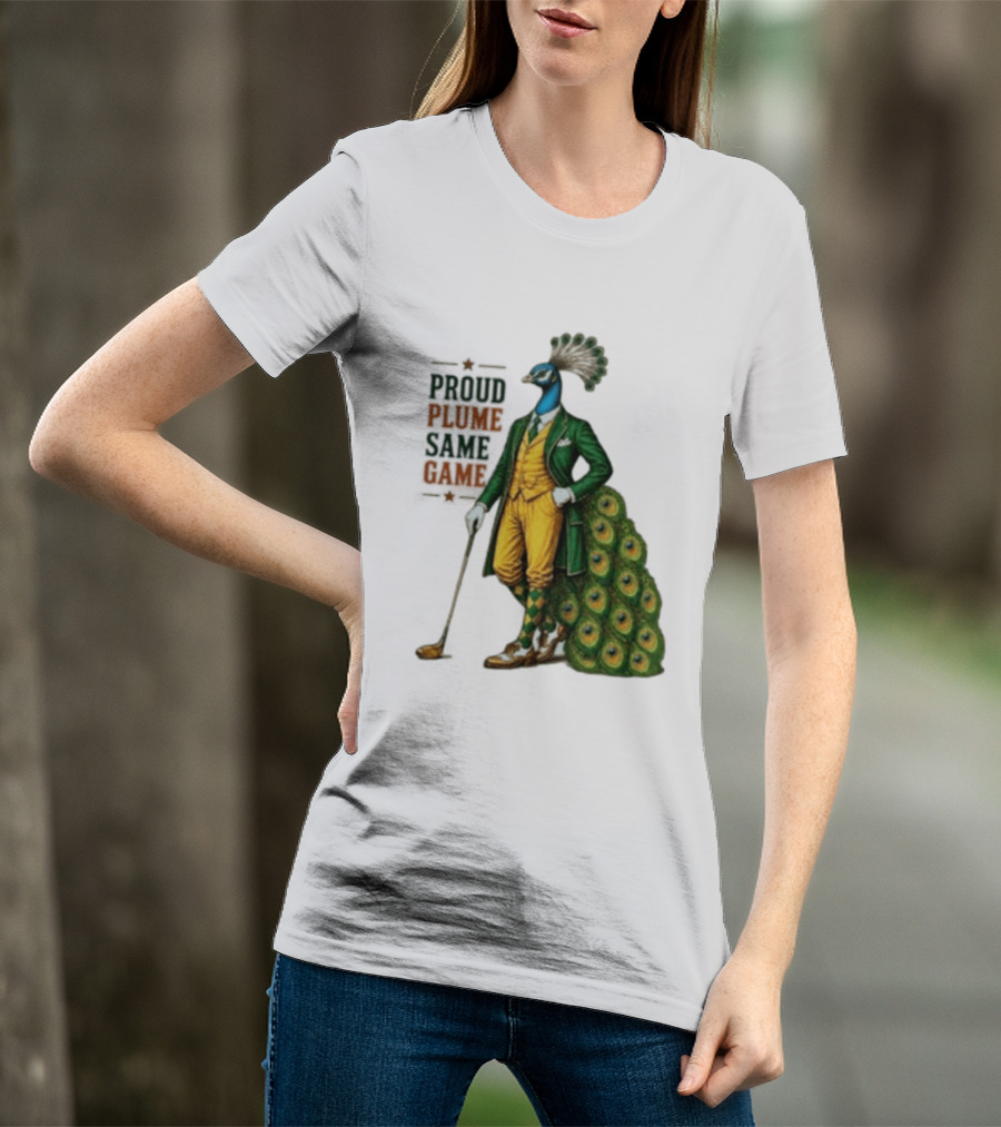Proud Plume Same Game Peacock Golf Club Cartoon T-Shirt