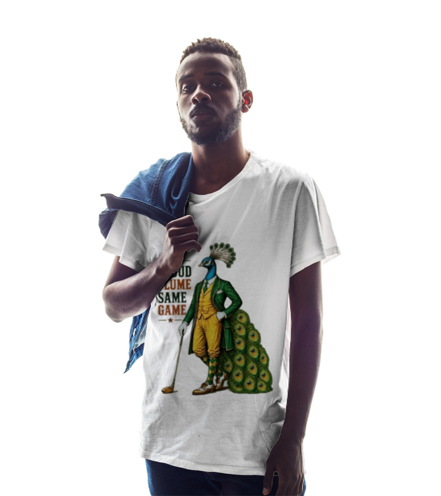 Proud Plume Same Game Peacock Golf Club Cartoon T-Shirt