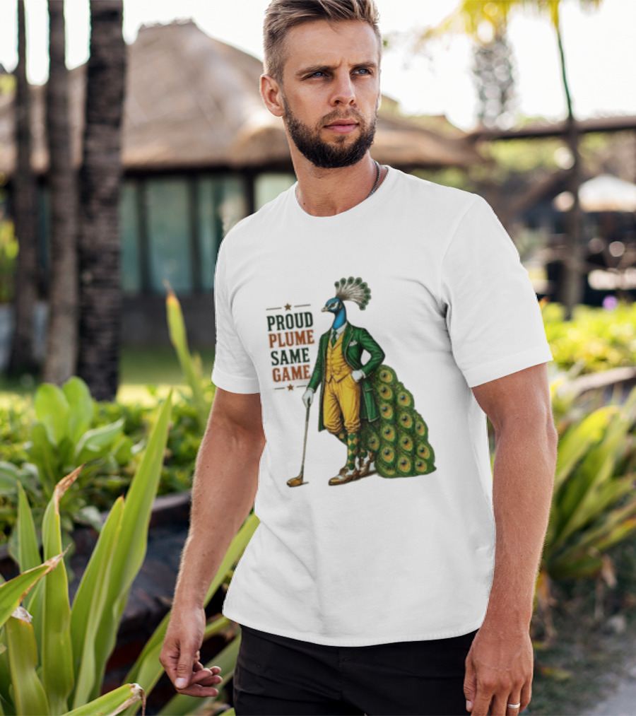 Proud Plume Same Game Peacock Golf Club Cartoon T-Shirt