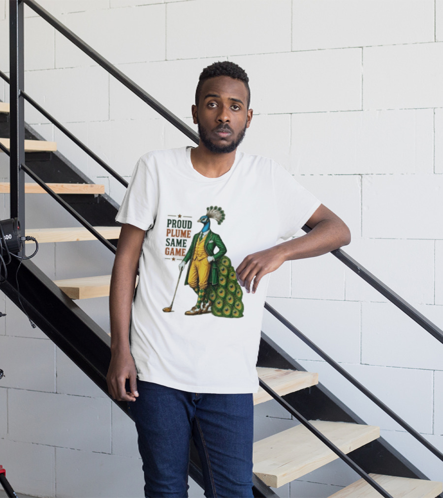 Proud Plume Same Game Peacock Golf Club Cartoon T-Shirt