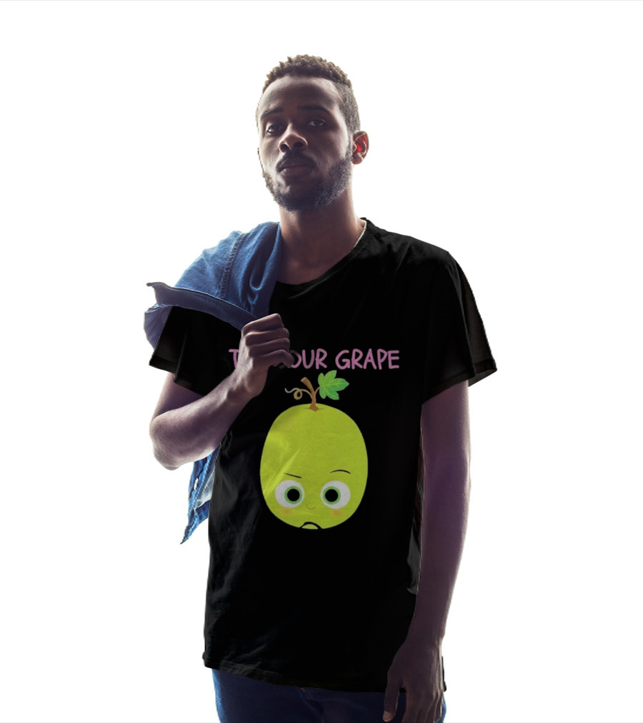 The Sour Grape Cute Green Fruit Character With Leaf And Stem Expression T-Shirt